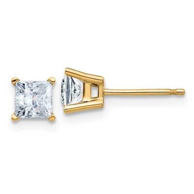 1ct. 4.5mm Princess D E F Pure Light Moissanite Earrings 14k Gold YG364-9MP, MPN: YG364-9MP, 191101…