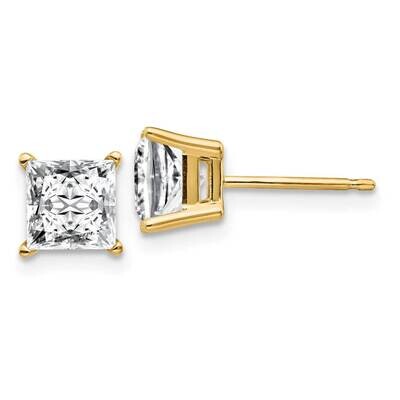 2.5ct 6.0mm Princess G H I True Light Moissanite Earrings 14k Gold YG364-12MT, MPN: YG364-12MT, 191…