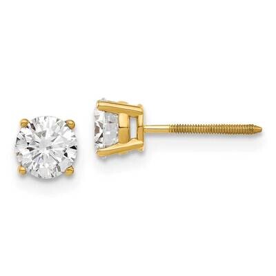 1ct. 5.0mm Round G H I True Light Moissanite Screwback Earrings 14k Gold YG327-8MT, MPN: YG327-8MT,