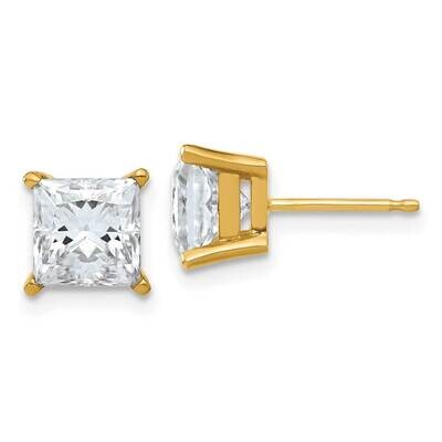 3ct. 6.5mm Princess D E F Pure Light Moissanite Earrings 14k Gold YG364-13MP, MPN: YG364-13MP, 1911…