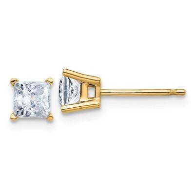 3/4ct. 4.0mm Princess D E F Pure Light Moissanite Earrings 14k Gold YG364-8MP, MPN: YG364-8MP, 1911…