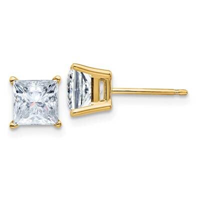 2.5ct. 6.0mm Princess D E F Pure Light Moissanite Earrings 14k Gold YG364-12MP, MPN: YG364-12MP, 19…