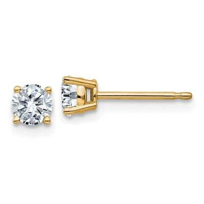 1/2ct. 4.0mm Round D E F Pure Light Moissanite Earrings 14k Gold YG326-6MP, MPN: YG326-6MP, 1911010…