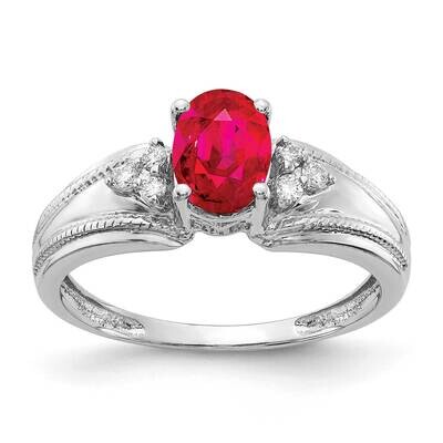 7x5mm Oval Ruby AA Diamond Ring 14k White Gold Y4450R/AA, MPN: Y4450R/AA, 883957395500