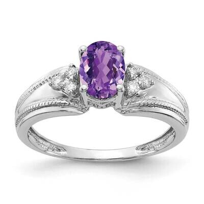 7x5mm Oval Amethyst AA Diamond Ring 14k White Gold Y4450AM/AA, MPN: Y4450AM/AA, 883957393476