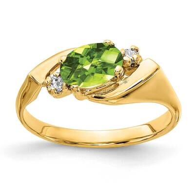 7x5mm Oval Peridot Checker A Diamond Ring 14k Gold Y2260PC/A, MPN: Y2260PC/A, 883957612034