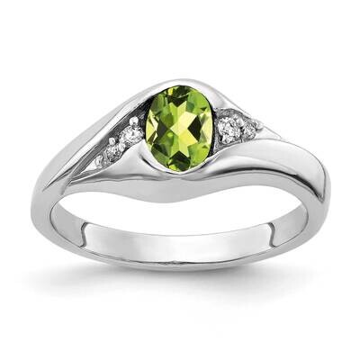 6x4mm Oval Peridot A Diamond Ring 14k White Gold Y2107PE/A, MPN: Y2107PE/A, 883957708560