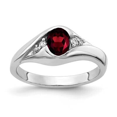 6x4mm Oval Garnet AA Diamond Ring 14k White Gold Y2107GA/AA, MPN: Y2107GA/AA, 883957707891