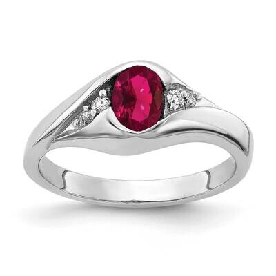 6x4mm Oval Created Ruby AA Diamond Ring 14k White Gold Y2107CR/AA, MPN: Y2107CR/AA, 883957707228