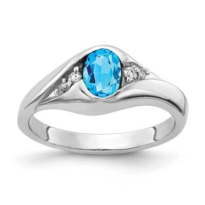 6x4mm Oval Blue Topaz A Diamond Ring 14k White Gold Y2107BT/A, MPN: Y2107BT/A, 883957706238