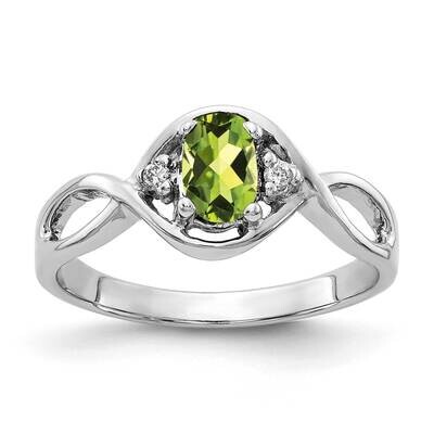 6x4mm Oval Peridot A Diamond Ring 14k White Gold Y2086PE/A, MPN: Y2086PE/A, 883957708553