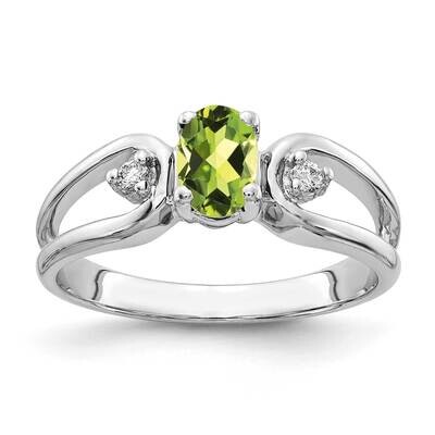 6x4mm Oval Peridot A Diamond Ring 14k White Gold Y2082PE/A, MPN: Y2082PE/A, 883957708546