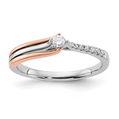 Sterling Silver and Rose Gold Tone Polished Diamond Ring RLD3689-SSABS45-7