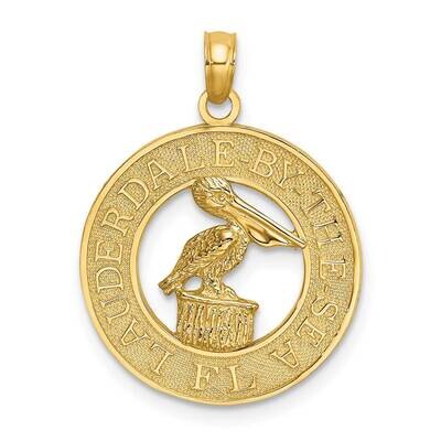 Lauderdale-By-The-Sea Fl On Round Frame with Pelican Center 14k Gold K7777, MPN: K7777, 637218151097