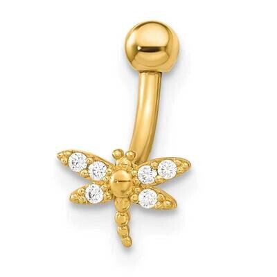 14 Gauge DragoNFLy CZ Diamond Eyebrow Ring Body Jewelry 14k Gold BD171, MPN: BD171,