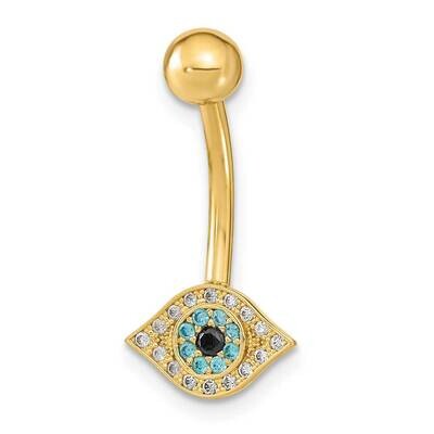 14 Gauge Eye CZ Diamond Belly Navel Ring Body Jewelry 14k Gold BD219, MPN: BD219, 883957185972