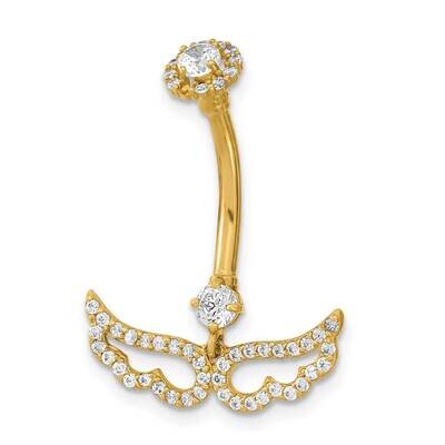 14 Gauge Angel Wings CZ Diamond Belly Navel Ring Body Jewelry 14k Gold BD220, MPN: BD220, 883957810…