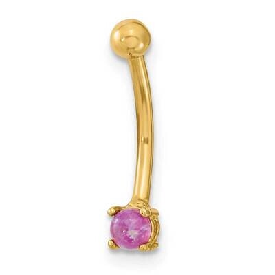 16 Gauge with Pink CZ Diamond Eyebrow Ring Body Jewelry 14k Gold BD167, MPN: BD167,