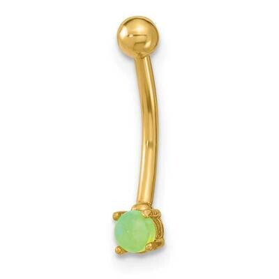 16 Gauge with Green CZ Diamond Eyebrow Ring Body Jewelry 14k Gold BD168, MPN: BD168,