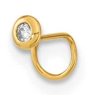 22 Gauge Circle with CZ Diamond Nose Ring Body Jewelry 14k Gold BD165, MPN: BD165,