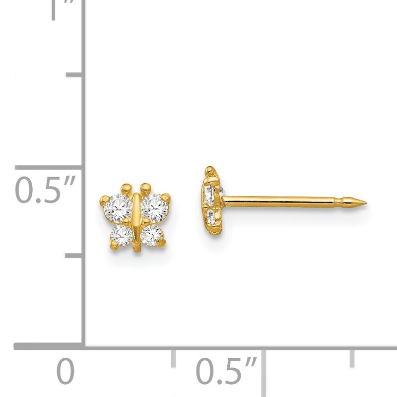 Butterfly Cubic Zirconia Earrings 14k Gold 848E
