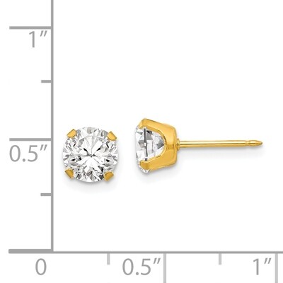 7mm Cubic Zirconia Earrings 24k Gold-plated 761E, MPN: 761E,