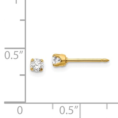 3mm Cubic Zirconia Long Post Earrings 14k Gold 68E, MPN: 68E,
