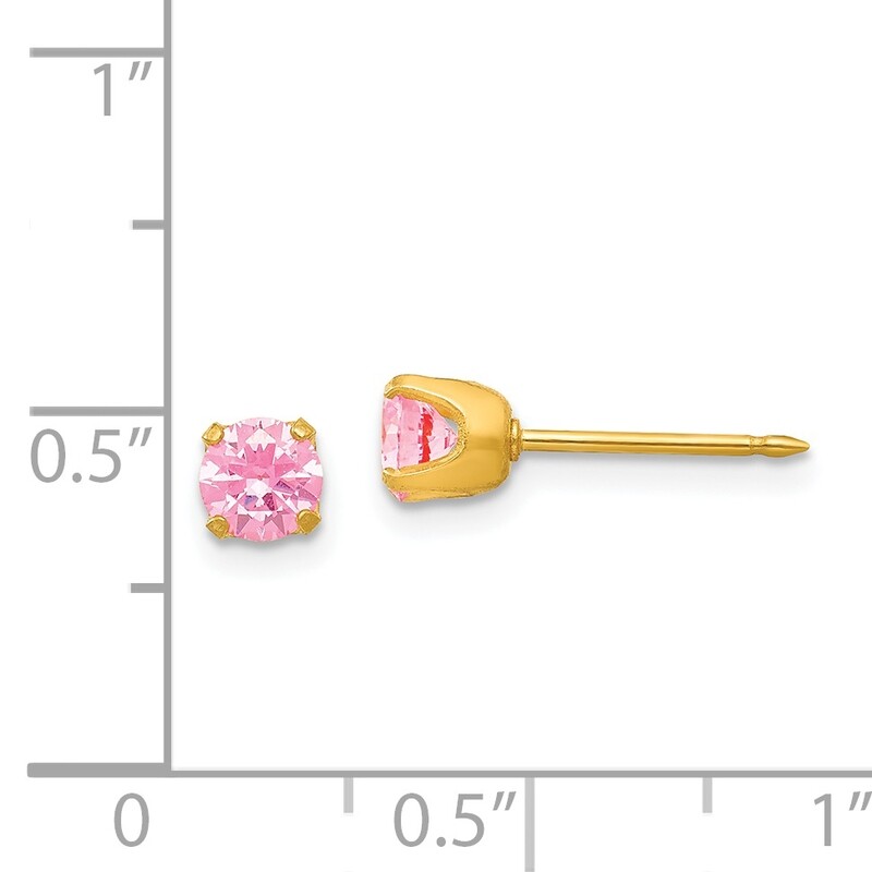 5mm Pink Ice Cubic Zirconia Earrings 14k Gold 66E