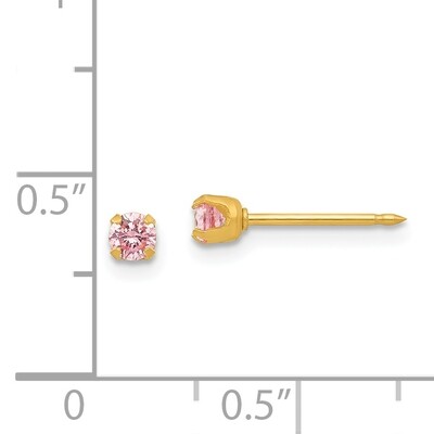 3mm Pink Ice Cubic Zirconia Earrings 14k Gold 65E, MPN: 65E,