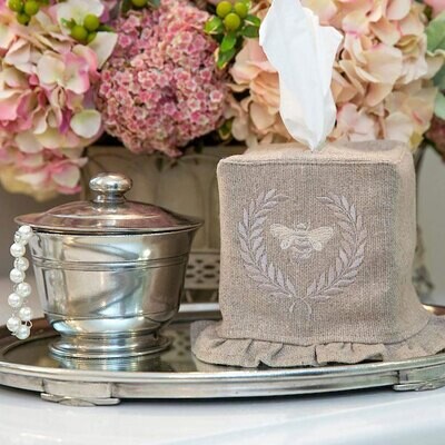 Crown Bumble Bee Linen Tissue Box Cover Ruffle TB202