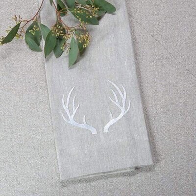 Crown Antlers Linen Towel Flax White Set of 4 T253