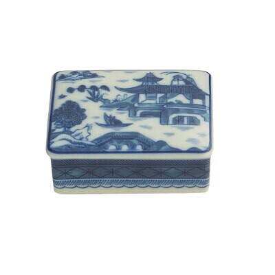 Mottahedeh Blue Canton Rectangular Covered Box Small HC82, MPN: HC82,