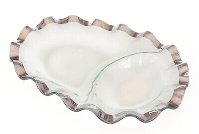 Annieglass Ruffle Oval Chip &amp; Dip Platinum P244, MPN: P244, UPC:
