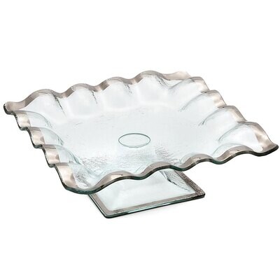 Annieglass Ruffle Square Cake Stand Platinum P239, MPN: P239, UPC: