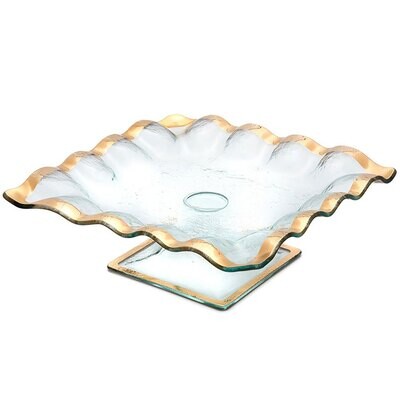 Annieglass Ruffle Square Cake Stand Gold G239, MPN: G239, UPC: