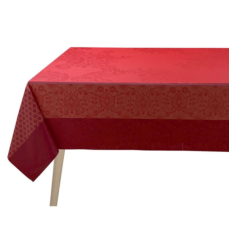 Le Jacquard Francais Voyage Iconique Enduit Red Coated Tablecloth 69 x 126 Inch 28583