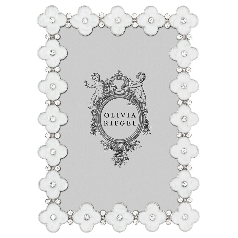 Olivia Riegel White Enamel Clover 4 x 6 Inch Picture Frame RT4874