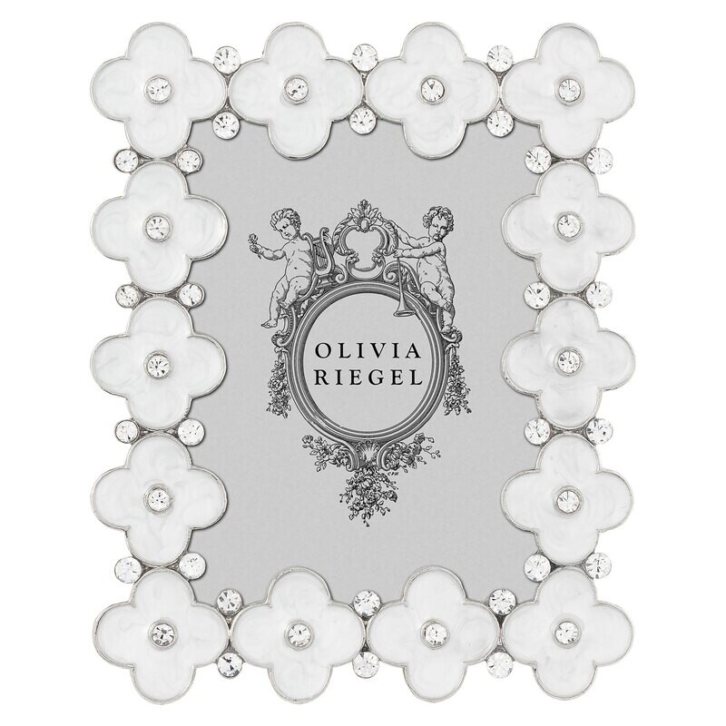 Olivia Riegel White Enamel Clover 2.5 x 3.5 Inch Picture Frame RT4873