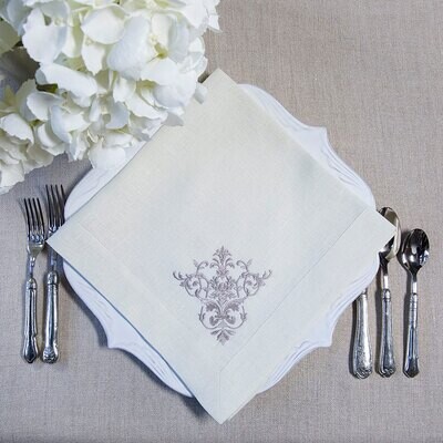 Crown Victorian Large Napkin Grey Set of 8 NLG196