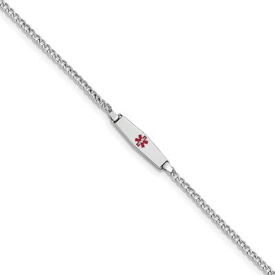 Medical Soft Diamond Shape Red Enamel ID w Semi-Solid Cuban Bracele 14k white Gold XM603CCW-6, MPN:…