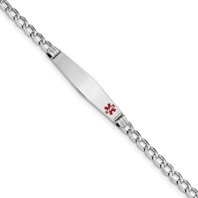 Medical Soft Diamond Shape Red Enamel ID w Semi-Solid Cuban Bracele 14k white Gold XM593FCW-8, MPN:…