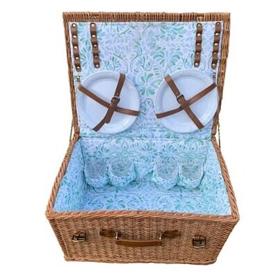 Juliska Iberian Sage Picnic Basket Berry &amp; Thread Whitewash Melamine Set PC03/21, MPN: PC03/21, 810…