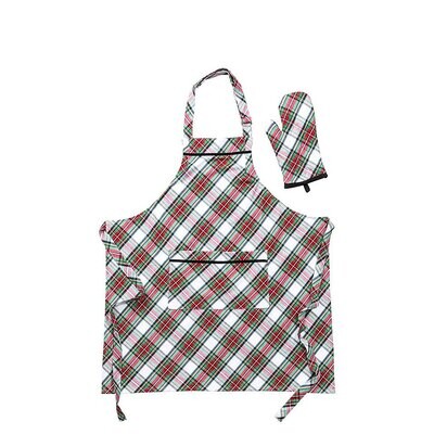 Juliska Stewart Tartan 2pc Adult Apron &amp; Oven Mitt Set LN04SET/88, MPN: LN04SET/88, 810034836298