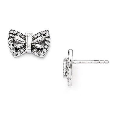Butterfly Post Earrings Sterling Silver &amp; Cubic Zirconia QMP846, MPN: QMP846, 883957014531