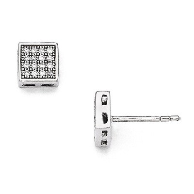 Square Post Earrings Sterling Silver &amp; Cubic Zirconia QMP844, MPN: QMP844, 883957507125