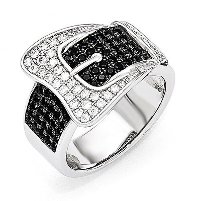 Buckle Ring Sterling Silver &amp; Cubic Zirconia QMP758, MPN: QMP758, 883957521596