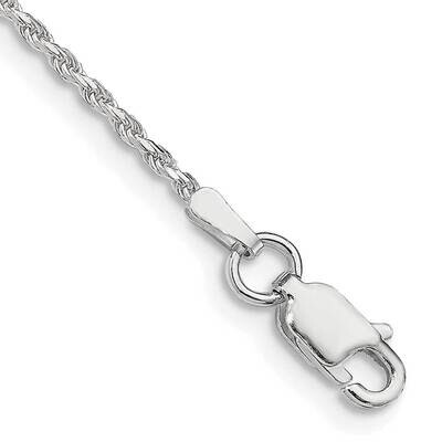 1.5mm Diamond-Cut Rope Chain Anklet 10 Inch Sterling Silver QDC020-10, MPN: QDC020-10,
