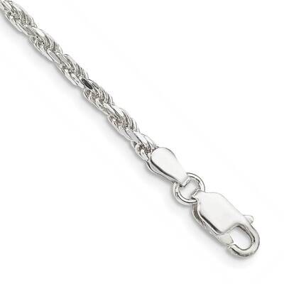 2.5mm Diamond-Cut Rope Chain Anklet 10 Inch Sterling Silver QDC055-10, MPN: QDC055-10,