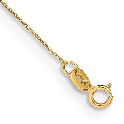 10 Inch .75mm Cable with Spring Ring Clasp Anklet 14k Gold PEN135-10, MPN: PEN135-10, 883957168135