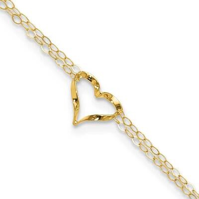 Double Strand Heart 10In Plus 1Inch Extension Anklet 14k Gold ANK173-10, MPN: ANK173-10, 8839578104…